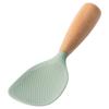 Cuchara para Arrocera Doméstica Antiadherente Cuchara para Servir Arroz Mango de Madera Antideslizante Resistente al Calor Cuchara de Silicona Vertical para Arroz