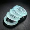 Pulsera de Jade Azul Cielo Transparente Natural Tonos Azul Claro Hielo-Húmedo Versión Ancha Forma Redonda Pulsera de Mujer Fresca Simple Elegante Estilo Chino Pulsera de Jade