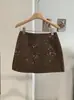 KEKEZOON Indústria Pesada Lantejoulas de Lã Saia Curta Feminina Inverno Novo Estilo Temperamento Fashion Cintura Alta Linha A Justa ao Corpo Saia 9405