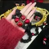 Novedad Otoño e Invierno Entrada de Lujo Estilo Coreano Anillo para el Cabello de Frijol Rojo Intestino Delgado Cuerda para el Cabello de Moño Alto Cola de Caballo para Mujer 2025 Nuevo Anillo para el Cabello de Moda