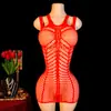 Bodysuit de Peixe em Renda com Strass Brilhante Estilo Natalino Transfronteiriço Vermelho Erótico com Recortes Sexy Peça Única Lingerie Pijama