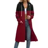 Cárdigan Largo con Cremallera Holgado para Mujer Otoño e Invierno Sudadera con Capucha y Patchwork Chaqueta 2