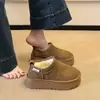 Botas de Neve de Solado Grosso Estilo Coreano para Mulheres, Nova Chegada Inverno 2026, Botas Curtas de Calçar Fácil, Região Nordeste, Com Pelúcia, Espessadas, Botas Quentes de Algodão
