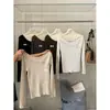 SUSAN Otoño Estilo Coreano Simple Canalé Versátil Ajustado Elástico Botones Un Hombro Manga Larga Suéter de Punto 5993s