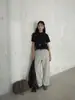 Mmc Tejido de Manga Corta para Mujer 13 Líneas Otoño Nuevo Estilo Coreano Tejido de Lana de Gama Alta Camisa Básica de Cuello Semitortuga