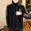 Ropa de Abrigo de Lana para Hombre Otoño e Invierno Terciopelo Engrosado Cálida Casual Ropa de Abrigo de Lana Chaqueta Dorada Corta de Terciopelo de Visón con Cuello Alto para Hombre