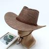 Chapéu de Cowboy Ocidental ao Ar Livre Feminino Chapéu de Palha com Proteção Solar Masculino Viagem Lazer Chapéu de Pesca de Verão Protetor Solar Chapéu Fresco