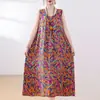 Novo Vestido de Algodão e Seda de Verão para Mulheres, Corte Amplo, Emagrecedor, Adequado para Mães de Meia-Idade e Idosas, Vestido Longo Elegante, Vestido de Praia