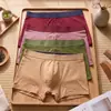 Calzoncillos Bóxer de Modal para Hombre Personalización Cintura Media Cinturilla Contrastante Transpirable Pantalones de Cuatro Esquinas Antibacterianos Color Sólido Aberturas Cortas en las Piernas
