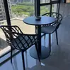 Juego de Mesa Redonda Pequeña y Sillas de Acero al Carbono Sencillo para Ocio en Balcón, Mesa de Reuniones, Área de Descanso, Cafetería de Té con Leche al Aire Libre, Mesa de Comedor al Aire Libre