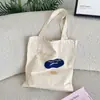 Bolso de Lona con Letra Impresa Simple E131, Bolso de Hombro Estudiante de Gran Capacidad, Bolso de Lona para Llevar en la Mano