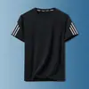 Camiseta de manga curta masculina verão corrida respirável fitness seda gelada secagem rápida roupas finas tops esportivos masculinos gola redonda