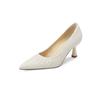Talla Talla Reembolsable Suave Plisado Base Piel de Vaca Commuter Tacones de Aguja Primavera 2023 Punta Afilada Boca Baja Zapatos Individuales Mujer