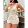 Lencería europea y americana transfronteriza coqueta, vestido body de tirantes, vestido body ajustado sexy con estampado, venta al por mayor de fábrica