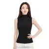 Chaleco cálido de otoño e invierno para mujer con sujetador incorporado, nuevo y versátil cuello semi-alto, capa base de forro polar cepillado