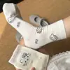 Calcetines de Verano Cómodos Transpirables Estilo Casual Gatito Media Pantorrilla Dibujos Animados Lindos Puntos Estilo Universitario Calcetines para Deportes al Aire Libre