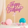 Adorno para Pastel 3D Feliz Cumpleaños Transfronterizo Plástico Dorado Estampado Inglés Feliz Cumpleaños Ruso Decoración para Pastel
