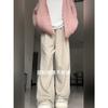 Pantalones Anchos Estilo Coreano Yamamoto para Mujer, Primavera, Otoño, Invierno, Forro Polar, Pierna Recta, Largo Hasta el Suelo, Petites, Pantalones Casuales Sueltos