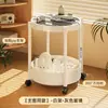 Carrito multifuncional móvil con estante de doble capa, mesita de noche con ruedas, estante de almacenamiento, mesa auxiliar para sala de estar, mesa de centro