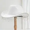 Sombreros vaqueros occidentales de invierno más vendidos para hombres y mujeres, transfronterizos, con pedrería y flecos, accesorios para festivales de música y fiestas