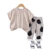 Conjunto de ropa de verano para niña, 2025, informal, de manga corta, estilo occidental, para niño, conjunto de dos piezas