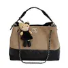 Bolsa Tote de Camurça de Alto Padrão em Cores Contrastantes para Mulheres, Estilo Quente Outono e Inverno 2025, Bolsa de Ombro com Corrente Matelassê Estilo Chanel para Mulheres