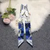 Lenço de Seda com Corrente Estilo Fresco de Verão para Mulheres, Faixa de Cabelo Longa Versátil Estilo Coreano, Lenço Decorativo de Proteção para o Pescoço de Aeromoça