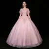 Comércio Exterior Transfronteiriço vestido de noiva vestido de noite rosa claro decote em V vestido para brindes da noiva jantar apresentação de palco saia tutu fornecimento