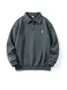 Polo Bordado de Manga Larga Jxy Rongdejie Holgado Tendencia Marca Polo de Manga Larga para Hombre Retro Americano Polo de Manga Larga