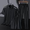 Traje Casual de Verano para Hombres de Mediana Edad y Mayores, Camiseta Deportiva de Manga Corta para el Día del Padre, Pantalones Largos, Conjunto de Tres Piezas de Talla Grande para Papá