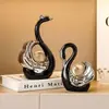 Nuevos Adornos de Cisne para Pareja de Aspecto Elevado Decoraciones Modernas de Lujo Ligero para Entrada del Hogar Sala de Estar Gabinete de Vino Gabinete de TV