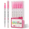 Plumón Tumi 901 de doble punta, marcador colorido para resaltar puntos clave, 6 colores suaves que no cansan la vista, alto valor estético, adecuado para journaling