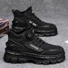 Zapatos de Trabajo de Caña Alta Nuevos de Otoño para Hombre Estilo Británico Botines Cortos Retro Botas Martin de Suela Gruesa Modernos