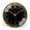 Relógio de Parede Senso Preto Dourado com Textura Estilo Retro Criativo Metal Dourado Texturizado Relógio de Arte para Sala de Estar
