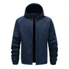 Chaqueta con capucha casual para hombre de primavera y otoño, chaqueta simple de color liso para jóvenes y mediana edad, top con cremallera resistente al desgaste y a las arrugas