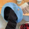 Mingau Coco Versátil Mostrando o Rosto Pequena Etiqueta de Metal Boina Jeans Feminina Cabeça Grande Wai Estilo Universitário Chapéu de Pintor Vintage Tendência