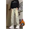 Calça jeans masculina reta slim fit com leve boca de sino, coleção outono/inverno 2006, novo estilo com forro de fleece, vibe americana, calça masculina longa high-street