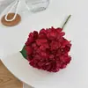 Hortênsia Borda Queimada Flor Artificial Flor de Simulação Decoração de Casa Sala de Estar Arranjo de Flores para Mesa de Jantar Ornamento Decoração de Casamento Adereço para Fotografia