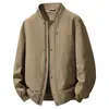 Leishibert Chaqueta Fina de Alta Calidad para Primavera y Otoño Estilo Casual de Negocios Chaqueta con Cuello de Béisbol para Hombre Abrigo para Hombre