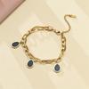 Pulsera transfronteriza de acero de titanio de doble cadena con placa negra, pulsera de accesorios avanzados que no se decoloran, fabricantes de Yiwu al por mayor