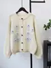 Nuevo Suéter Abrigo de Punto de Cuello Redondo Bordado Vintage de Alta Gama Estilo Coreano Holgado Juvenil para Mujer Otoño/Invierno 2026