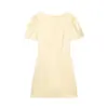 Falda Corta Primavera Nueva Mujer Color Sólido Cuello Redondo Bolsillo Plegado Vestido Estilo Casual Retro Estilo Europeo y Americano Ceñidor de Cintura