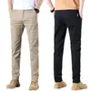 Pantalones Casuales Nuevos para Hombre de Primavera y Verano, Lujo Accesible de Moda Caqui Versátiles de Moda Algodón Puro Elásticos Juveniles Largos