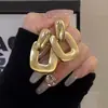 Pendientes de botón geométricos cuadrados retro estilo Hong Kong de aguja de plata para mujer, pendientes de nicho versátiles personalizados para el temperamento, pendientes pendientes