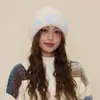 Gorro de Punto con Letras para Mujer para Otoño e Invierno, Estilo Gorro Cálido Engrosado para el Frío, Gorro de Punto para Cubrir la Cabeza, Hace que la Cara Parezca Más Pequeña, Estilo Transfronterizo