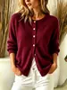 Ropa nueva de otoño e invierno para mujer transfronteriza europea y americana 2026, cárdigan de punto liso con botones, top de manga larga, suéter para Amazon