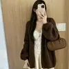 Otoño e Invierno Nuevo Estilo Coreano Estilo Perezoso Color Sólido Temperamento Chaqueta Cardigan de Punto Moda Femenina Versátil Suéter Top Tendencia