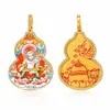 Pingente de Cabaceira Thangka Pintado à Mão com Incrustação de Ouro Estilo Xizang com Tara Verde Zaki Lhamo, Ornamento Pingente Decorativo