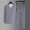 Roupa Térmica de Manga Longa Masculina Roupas e Calças de Outono Inverno Novo Cor Sólida Camisa Básica terno