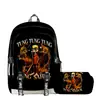 Temporada de Regreso a Clases Mochila Personas de Palo de Madera y Bestia Marina Tungtungtung Mochila Estuche para Lápices de Doble Capa Juego de Dos Piezas